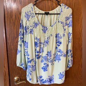 Talbots Women's Floral Blouse - Green and Blue